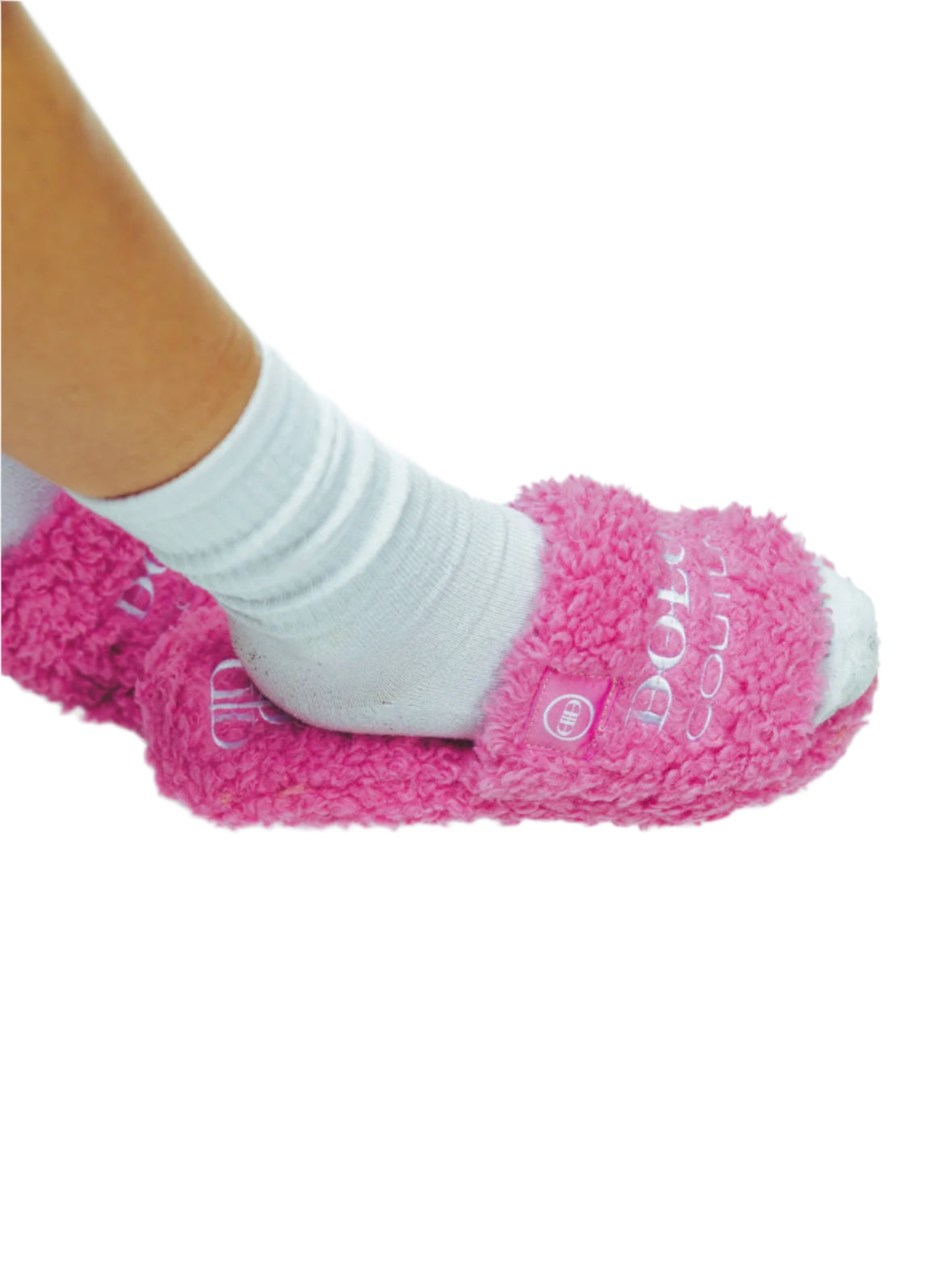 Furry Slide Sandal in Pink/White