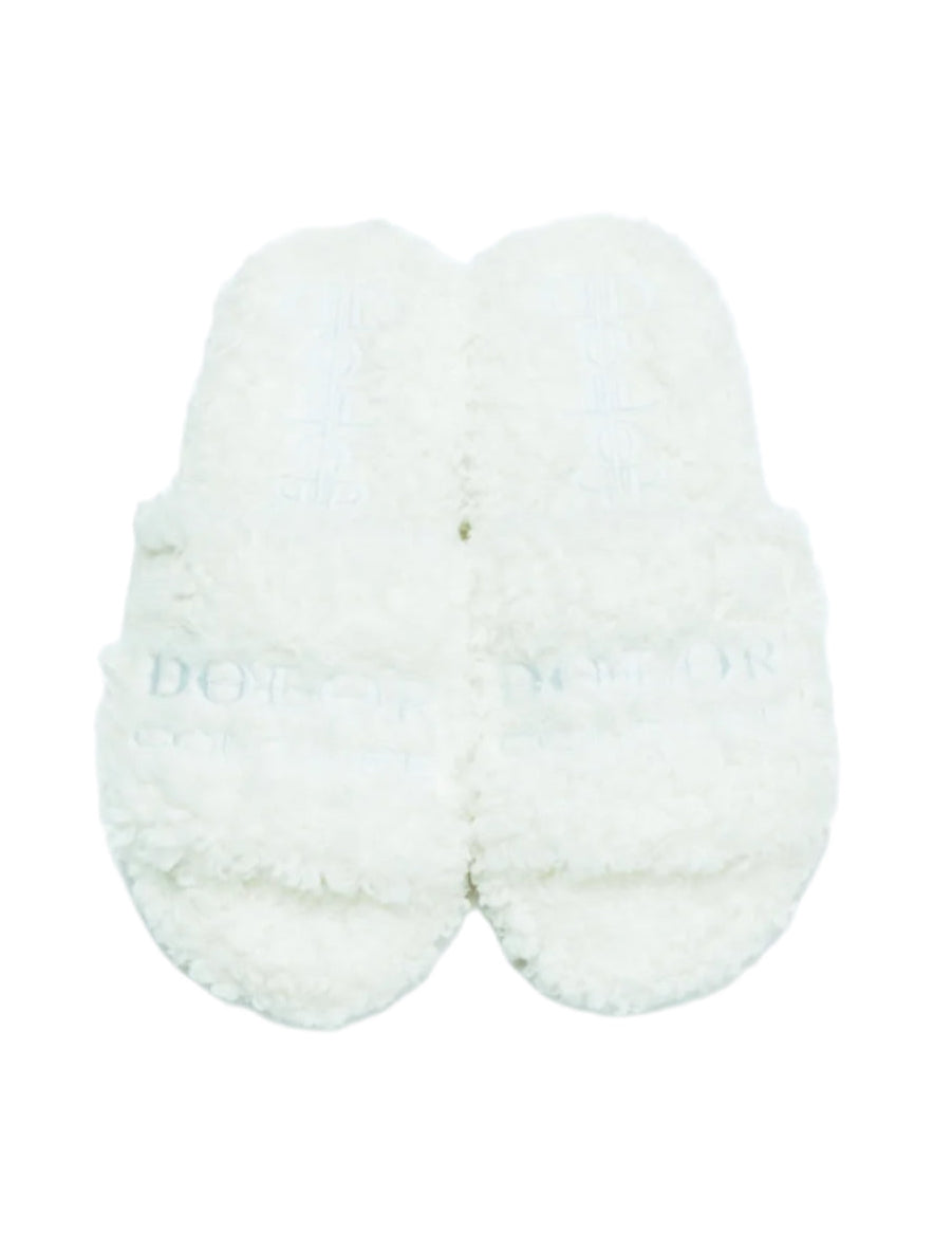 Furry Slide Sandal in White