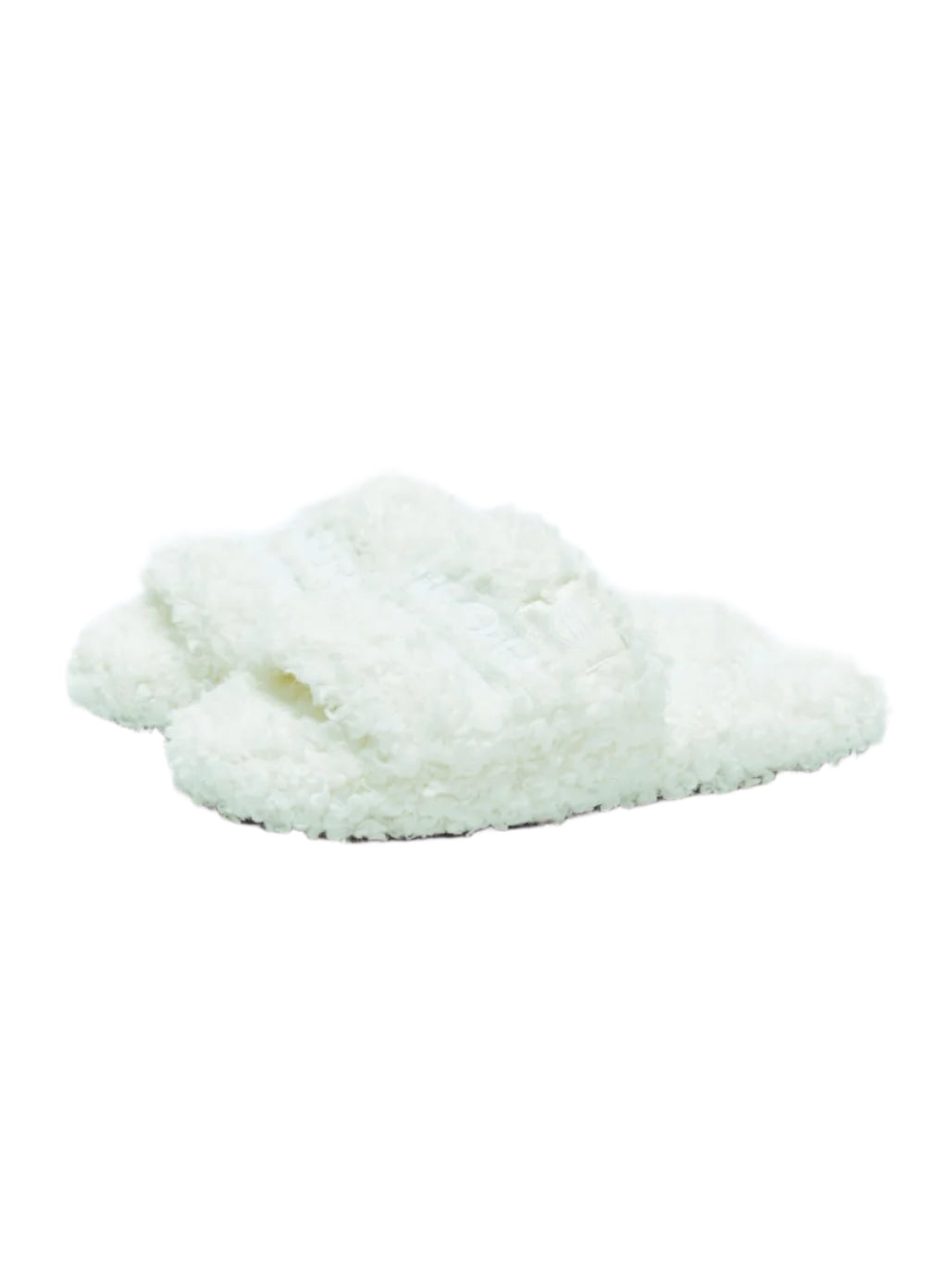 Furry Slide Sandal in White