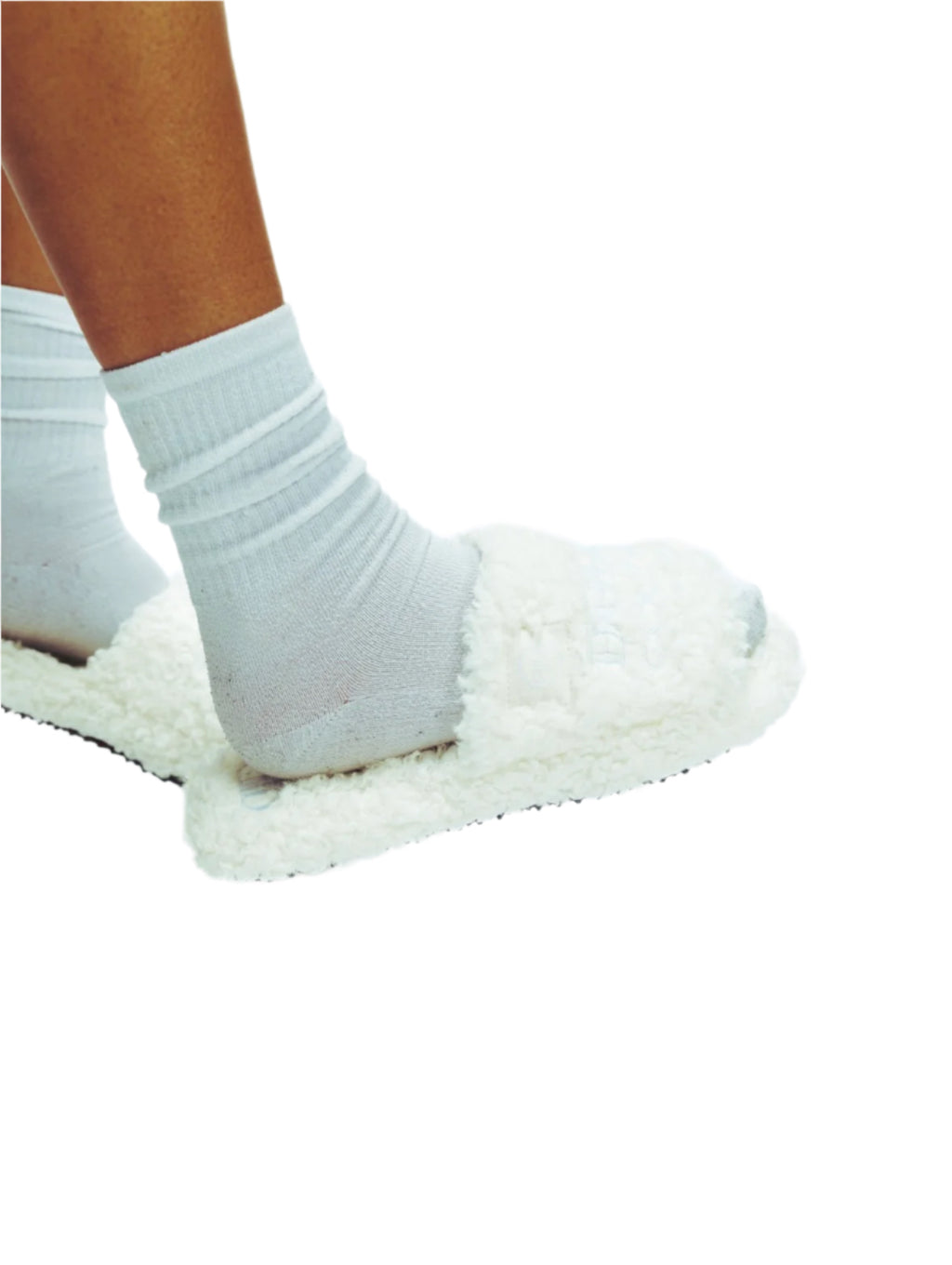 Furry Slide Sandal in White
