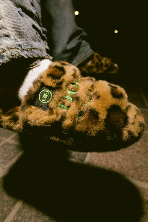 Furry Sandal in Lepoard